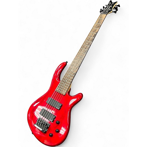 Used 2000s Dean Edge Q6 Crimson Red Trans Electric Bass Guitar