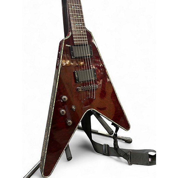 Used Schecter Guitar Research Hellraiser V1 Left Handed Trans Red Electric Guitar