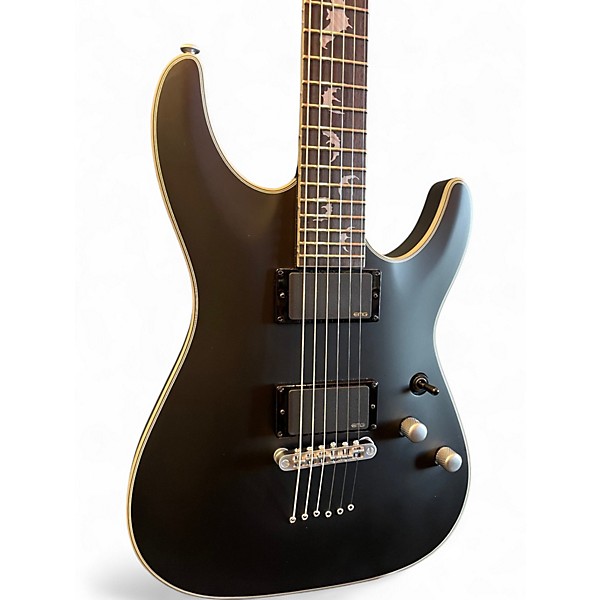 Used Schecter Guitar Research Damien Platinum 6 Flat Black Solid Body Electric Guitar