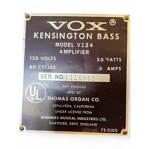 Vintage 1968 VOX Kensington Tube Bass Combo Amp