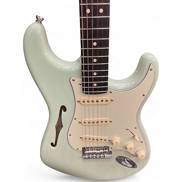 Used Fender American Professional II Stratocaster Thinline Transparent Daphne Blue Hollow Body Electric Guitar