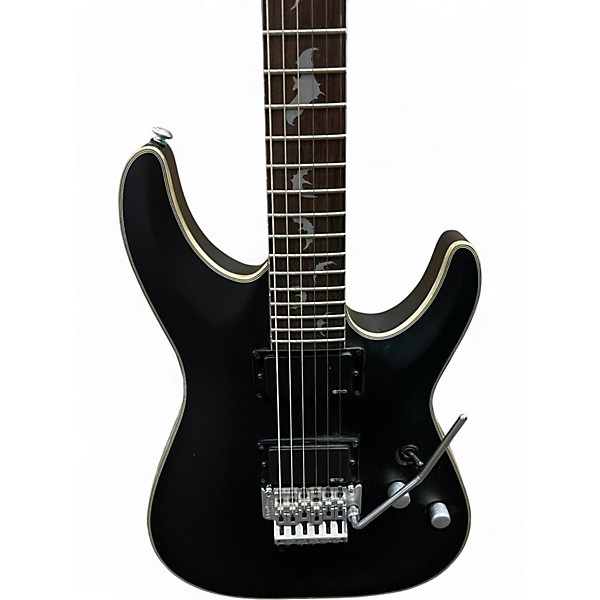Used Schecter Guitar Research Damien Platinum Flat Black Solid Body Electric Guitar
