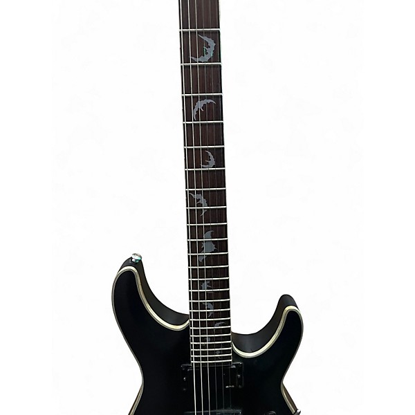 Used Schecter Guitar Research Damien Platinum Flat Black Solid Body Electric Guitar