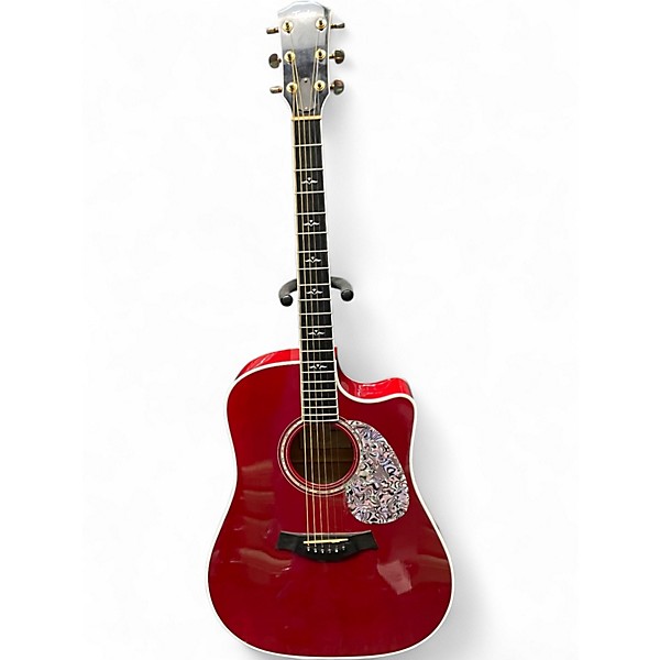 Used Taylor 610CE Trans Red Acoustic Guitar
