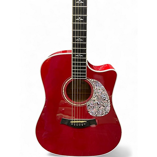 Used Taylor 610CE Trans Red Acoustic Guitar