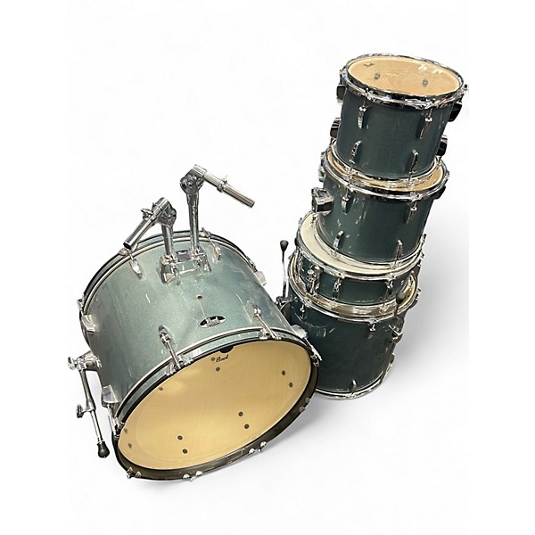 Used Pearl 5 Piece roadshow aqua blue glitter Drum Kit