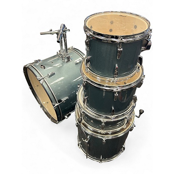 Used Pearl 5 Piece roadshow aqua blue glitter Drum Kit