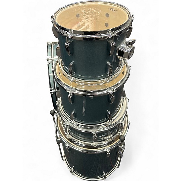 Used Pearl 5 Piece roadshow aqua blue glitter Drum Kit