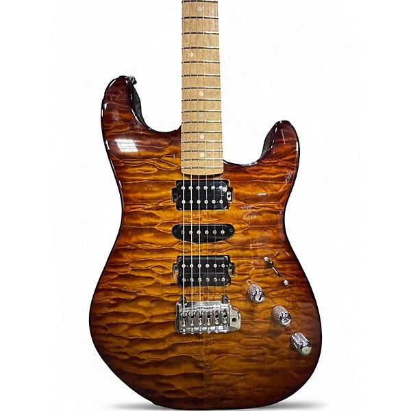 Used Chris Campbell 5a Strat 5a Quilt Dragonburst Solid Body Electric Guitar