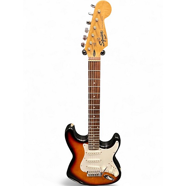 Used Squier By Fender 95 Korean Stratocaster 3 Color Sunburst Solid Body Electric Guitar