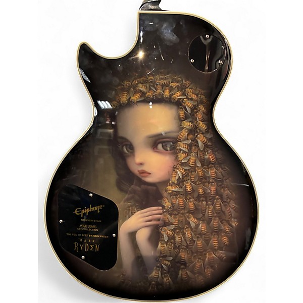 Used 2021 Epiphone Adam Jones "Veil of Bees" Les Paul Custom "Veil of Bees" Silverburst Solid Body Electric Guitar
