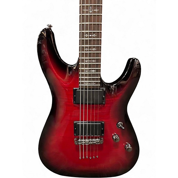 Used Schecter Guitar Research Demon 6 Crimson Red Burst Solid Body Electric Guitar