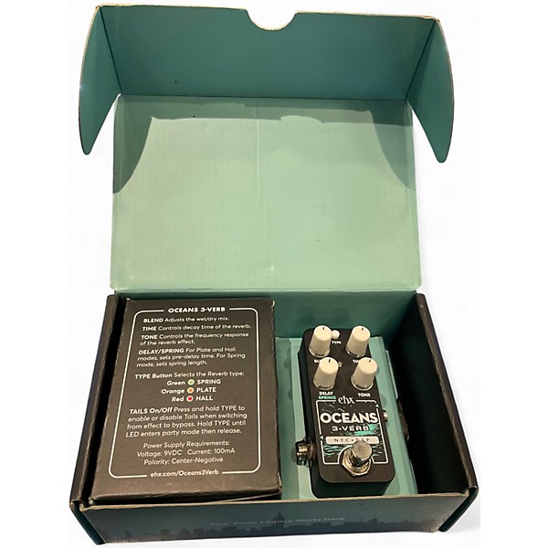 Used Electro-Harmonix OCEANS 3-VERB Effect Pedal
