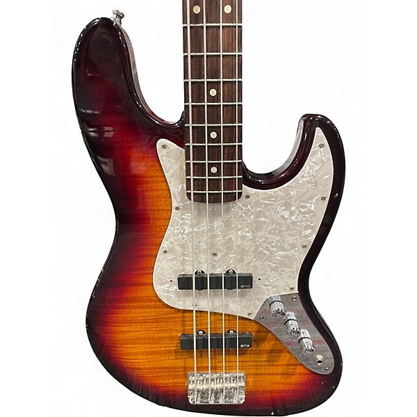 Used Fender Foto Flame Jazz Bass Foto Sunburst Electric Bass Guitar