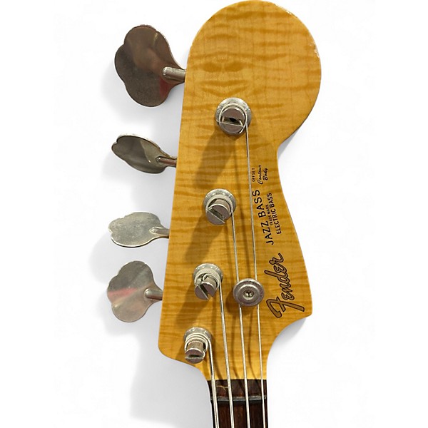 Used Fender Foto Flame Jazz Bass Foto Sunburst Electric Bass Guitar