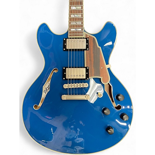Used D'Angelico Deluxe DC Sapphire Pro Blue Sapphire Hollow Body Electric Guitar
