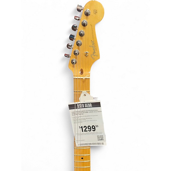 Used Fender American Professional Stratocaster SSS Army Green Solid Body Electric Guitar