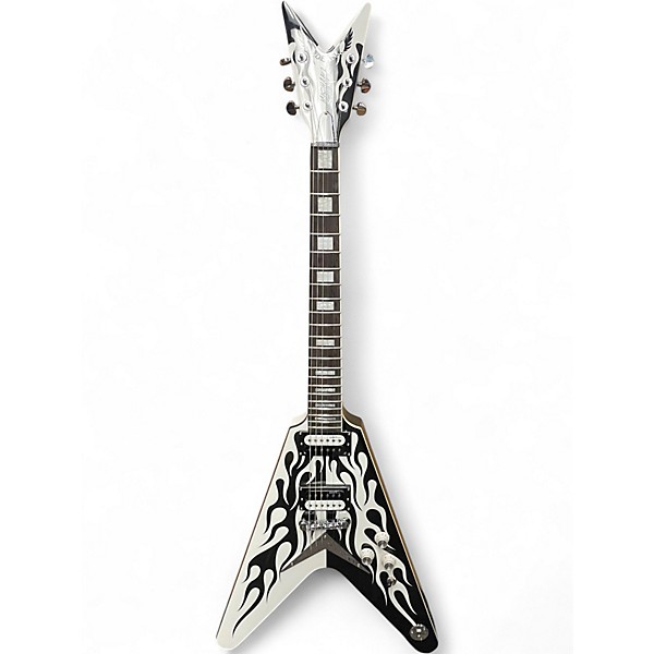 Used Dean MICHAEL SCHENKER BLACK AND WHITE FLAMES Solid Body Electric Guitar
