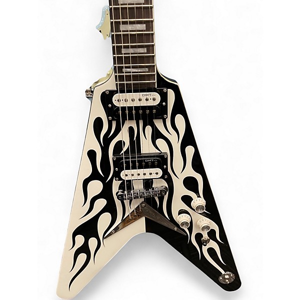 Used Dean MICHAEL SCHENKER BLACK AND WHITE FLAMES Solid Body Electric Guitar