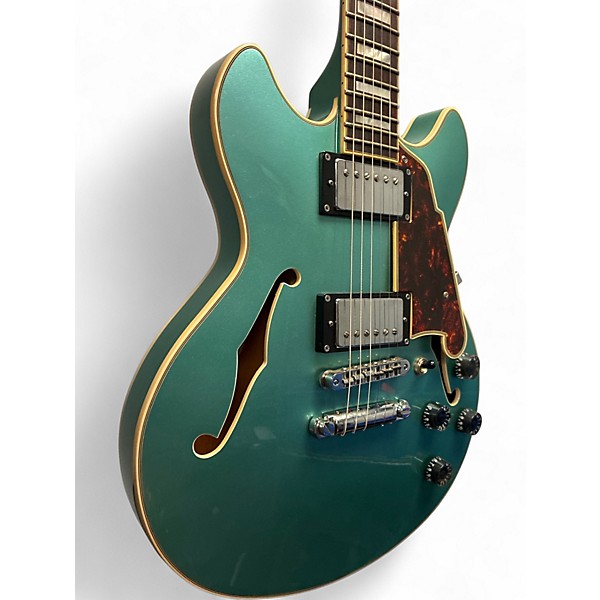 Used D'Angelico Premier Mini DC Sherwood Green Metallic Hollow Body Electric Guitar