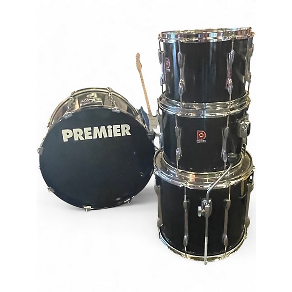 Vintage 1970s Premier 4 Piece 1970s All Birch Black Drum Kit