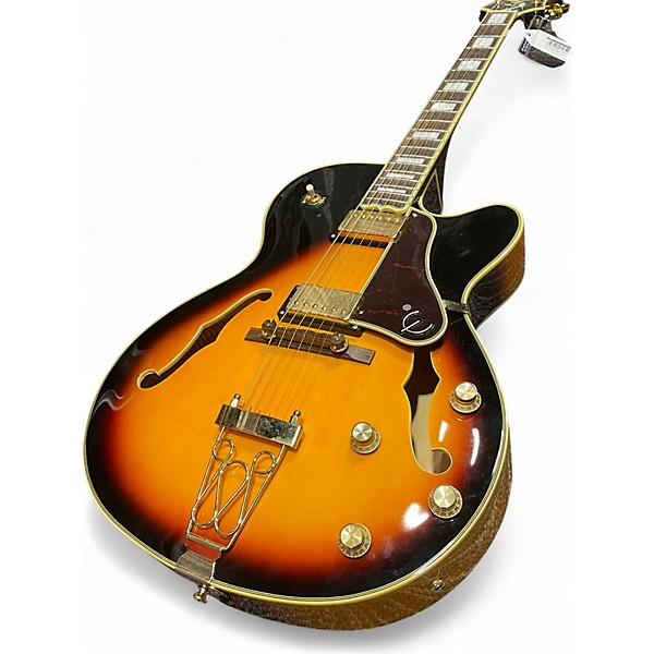 Used 2016 Epiphone Emperor II Joe Pass Signature Sunburst Hollow Body Electric Guitar