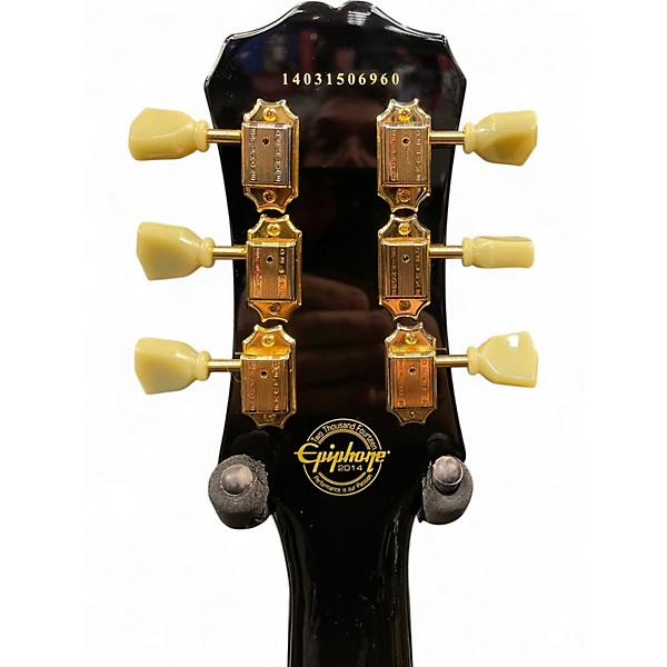 Used 2014 Epiphone Les Paul Custom Classic Pro Black Solid Body Electric Guitar