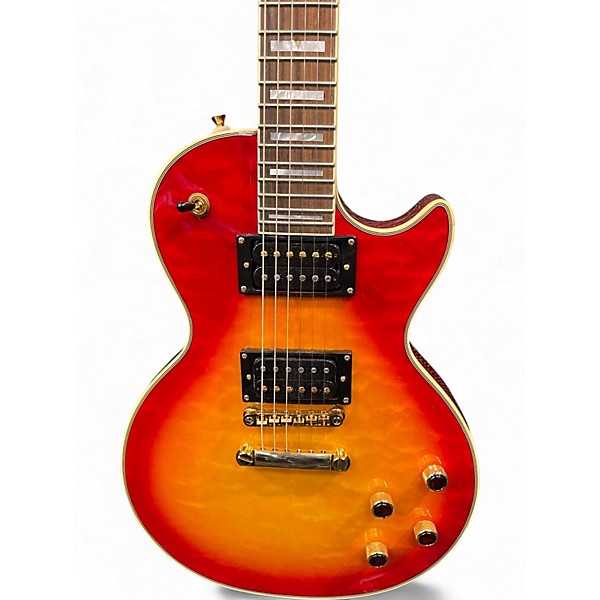 Used 2015 Epiphone Les Paul Custom GX Prophecy Heritage Cherry Sunburst Solid Body Electric Guitar