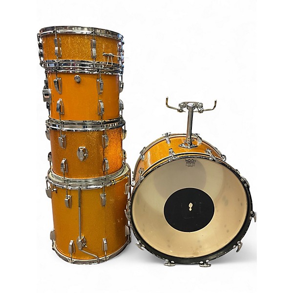 Vintage 1965 Ludwig 5 Piece Hollywood Shell Pack Orange Sparkle Drum Kit