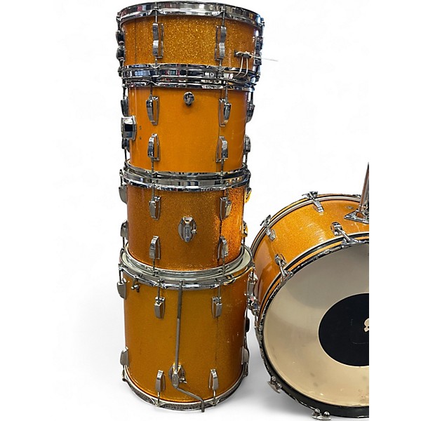 Vintage 1965 Ludwig 5 Piece Hollywood Shell Pack Orange Sparkle Drum Kit