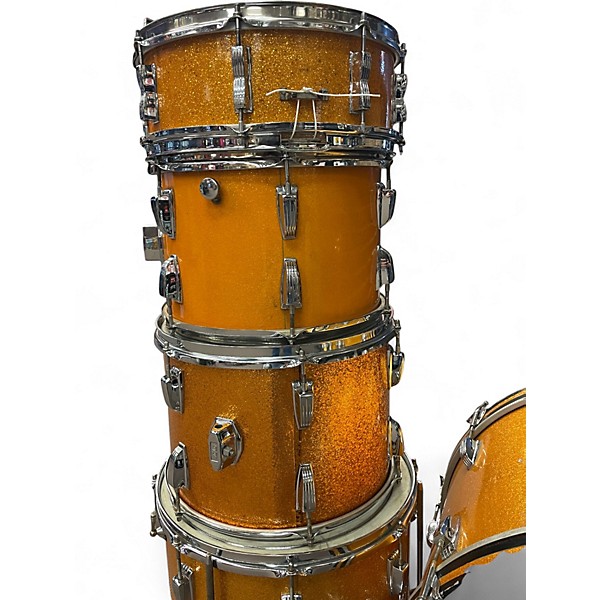 Vintage 1965 Ludwig 5 Piece Hollywood Shell Pack Orange Sparkle Drum Kit