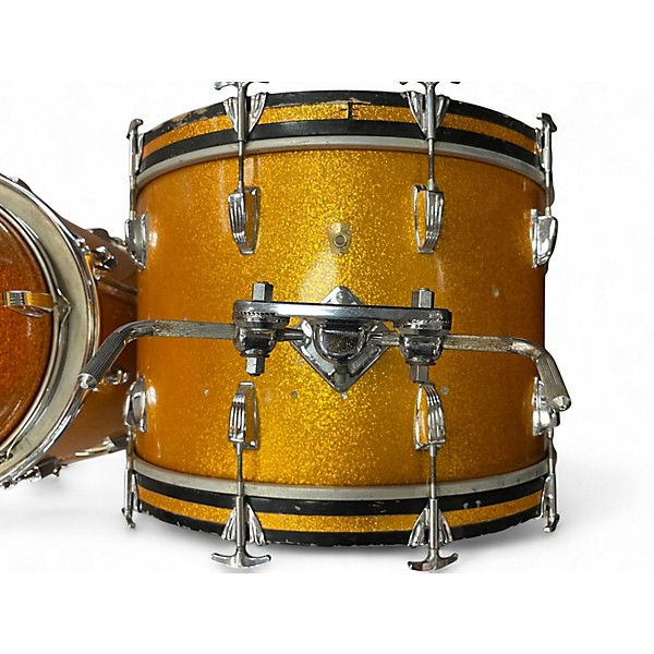 Vintage 1965 Ludwig 5 Piece Hollywood Shell Pack Orange Sparkle Drum Kit