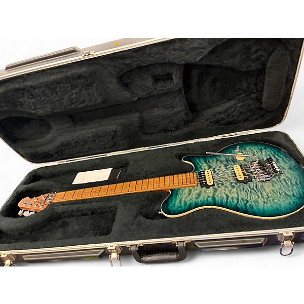 Used Ernie Ball Music Man Axis Yucatan Blue Quilt Solid Body Electric Guitar