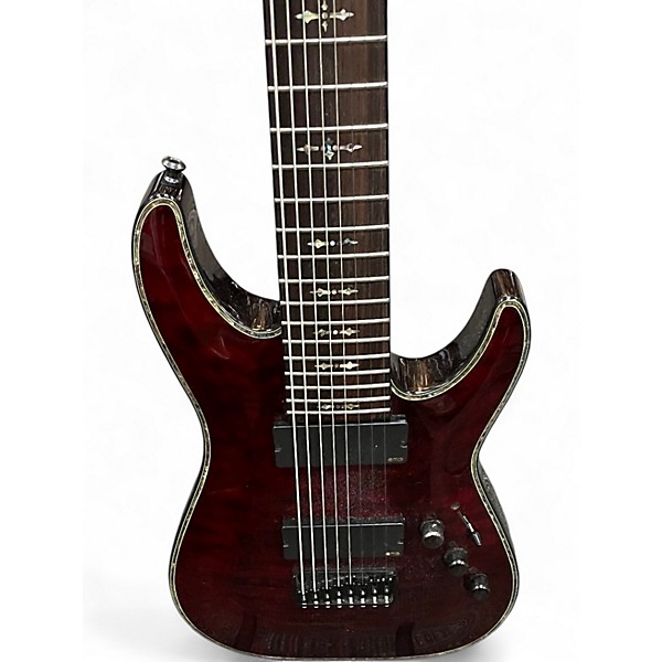 Used Schecter Guitar Research Hellraiser C8 Special 8 String Crimson Red Burst Solid Body Electric Guitar