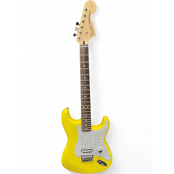 Used Fender Tom Delonge Signature Stratocaster Graffiti Yellow Solid Body Electric Guitar
