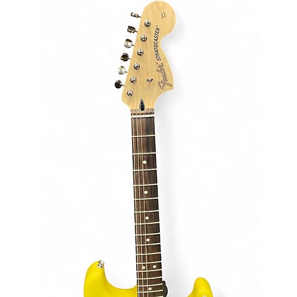Used Fender Tom Delonge Signature Stratocaster Graffiti Yellow Solid Body Electric Guitar