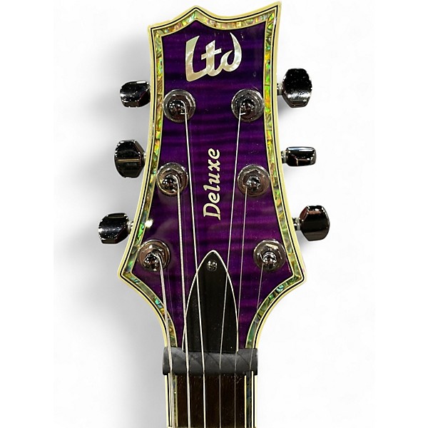 Used Ltd DELUXE H1001 Trans Purple Solid Body Electric Guitar