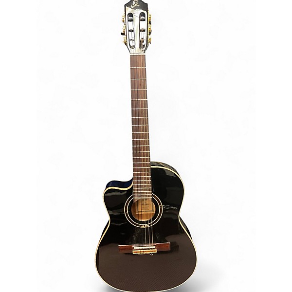 Used Ortega RCE138-T4-L Black Classical Acoustic Electric Guitar