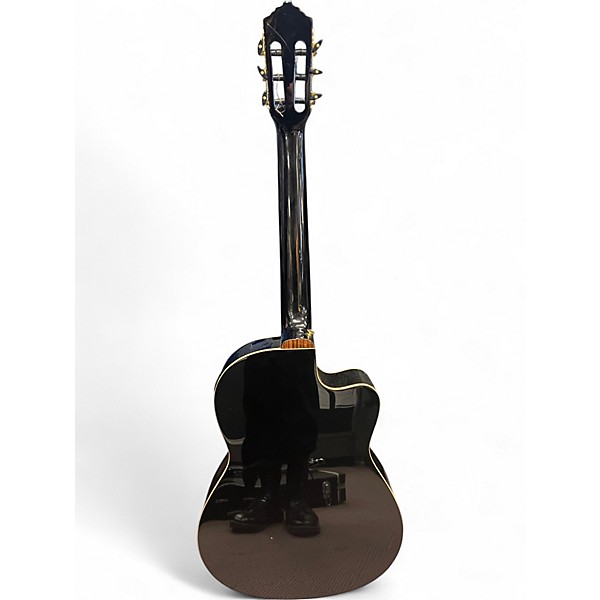Used Ortega RCE138-T4-L Black Classical Acoustic Electric Guitar