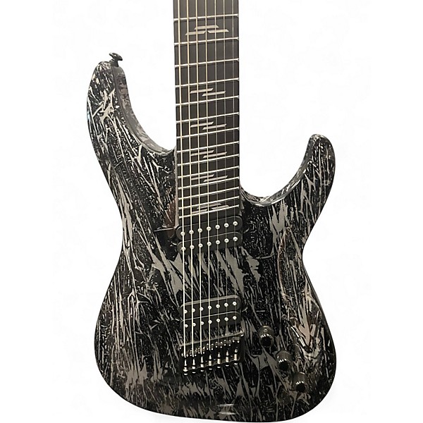 Used Schecter Guitar Research C-7 SILVER MOUNTAIN Black and Silver Solid Body Electric Guitar