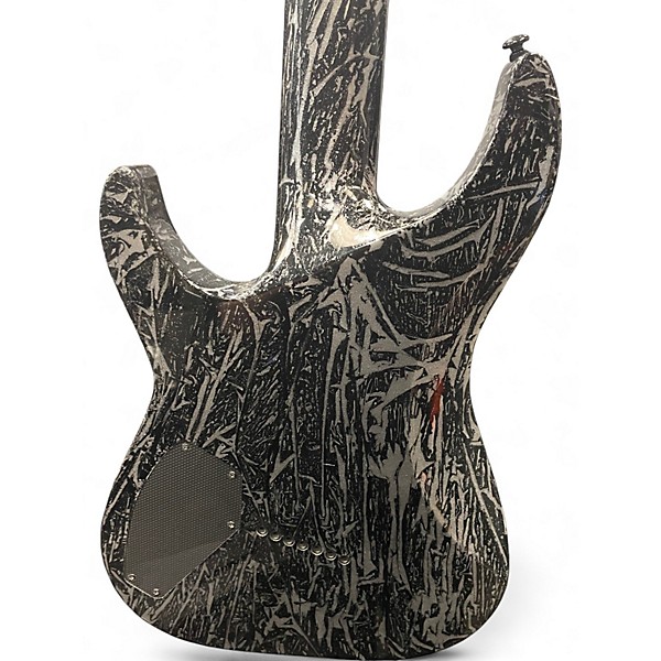 Used Schecter Guitar Research C-7 SILVER MOUNTAIN Black and Silver Solid Body Electric Guitar