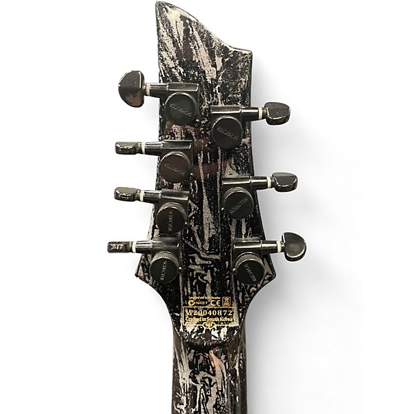Used Schecter Guitar Research C-7 SILVER MOUNTAIN Black and Silver Solid Body Electric Guitar