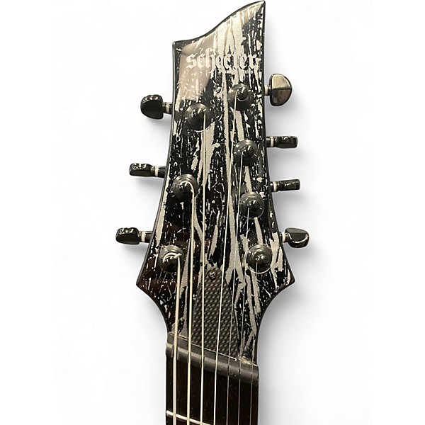Used Schecter Guitar Research C-7 SILVER MOUNTAIN Black and Silver Solid Body Electric Guitar