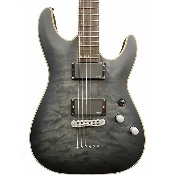 Used Schecter Guitar Research C1 Platinum Trans Black Solid Body Electric Guitar