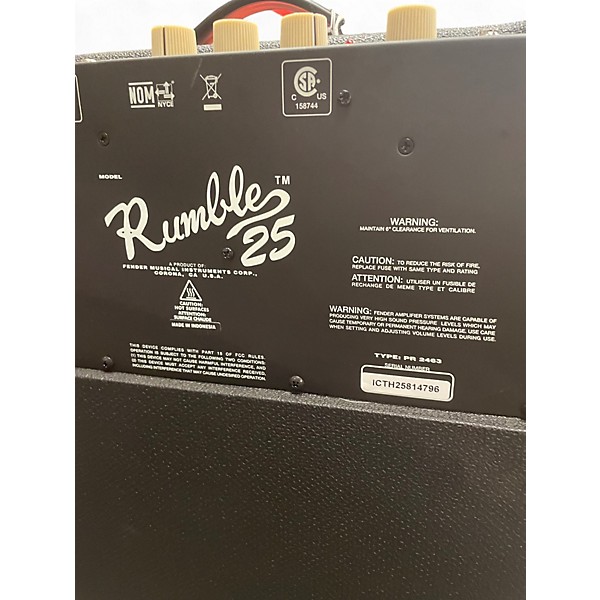 Used Fender Rumble 25 25W 1x8 Bass Combo Amp