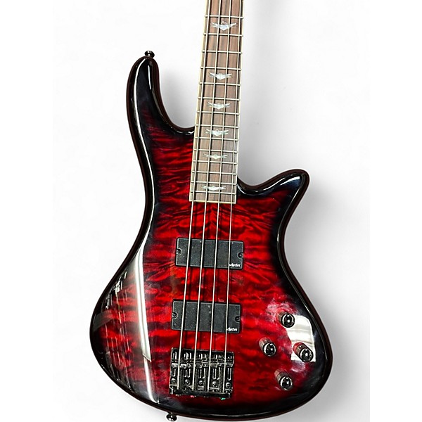 Used Schecter Guitar Research Stiletto Extreme 4 String Black Cherry Electric Bass Guitar