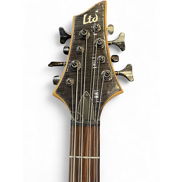 Used ESP LTD B208FM 8 String Trans Black Electric Bass Guitar