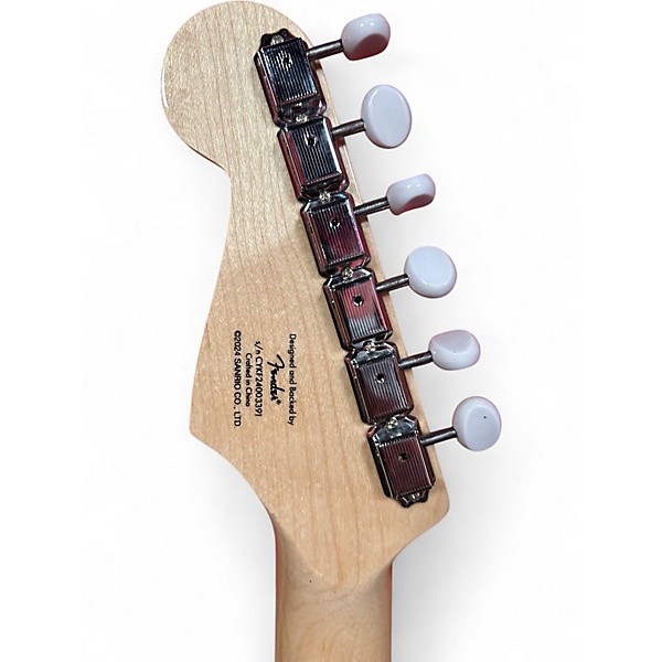 Used Squier Hello Kitty Stratocaster Single Hum Pink With Kitty Pickguard Pink Solid Body Electric Guitar