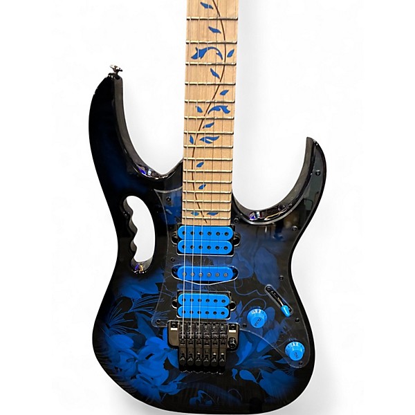 Used 2024 Ibanez JEM77FP Steve Vai Signature Blue Floral Print Solid Body Electric Guitar