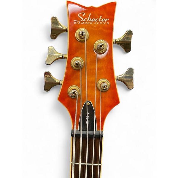 Used Schecter Guitar Research DIAMOND SERIES ELITE 5 Trans Orange Electric Bass Guitar